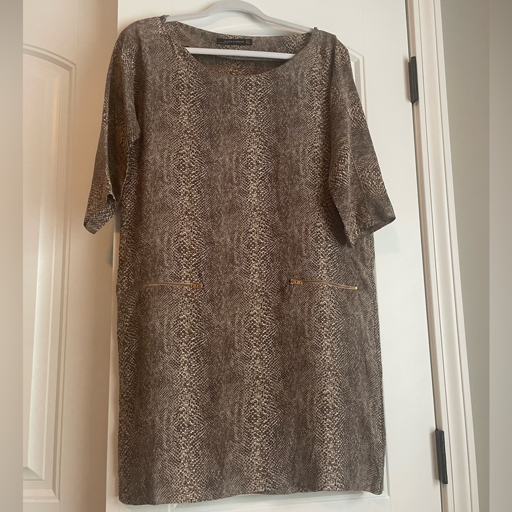 ZARA woman animal print dress size MEDIUM